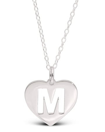 Sterling Silver Initial Heart Pendant on 18 Inch Chain