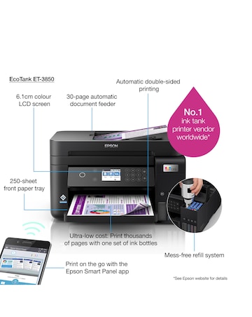 Epson EcoTank ET-3850 A4 Multifunction Wi-Fi Inkjet Printer