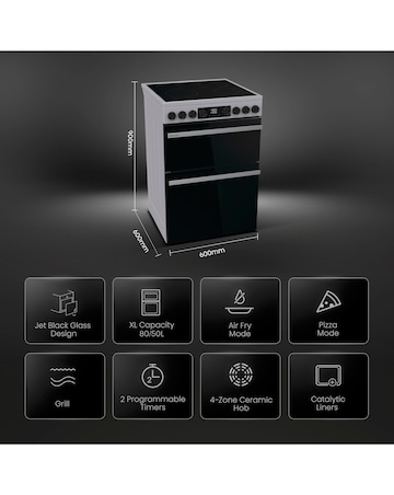 Hisense HDCEC6C20X 60cm Electric Double Cooker - Grey