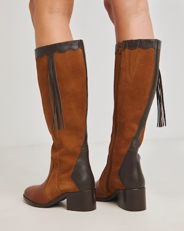 Joe Browns Brown Suede Knee High Boot -Wide Fit (E) & Super Curvy Calf