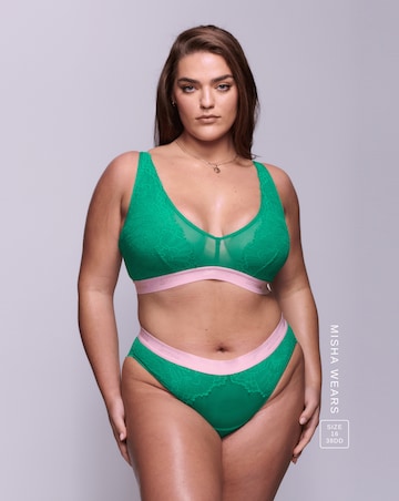 Lemonade Dolls Synergy Lace Mid Rise Knicker Emerald/Pink