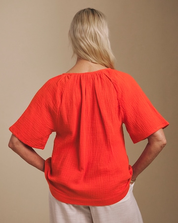 Julipa Short Sleeve Cotton Double Cloth Top