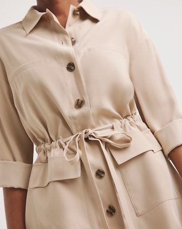 Stone Twill Tie Waist Overshirt