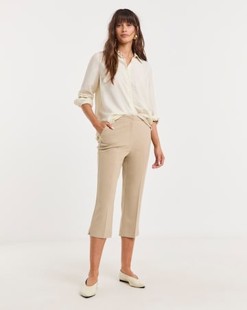 Beige Capri Cropped Trousers