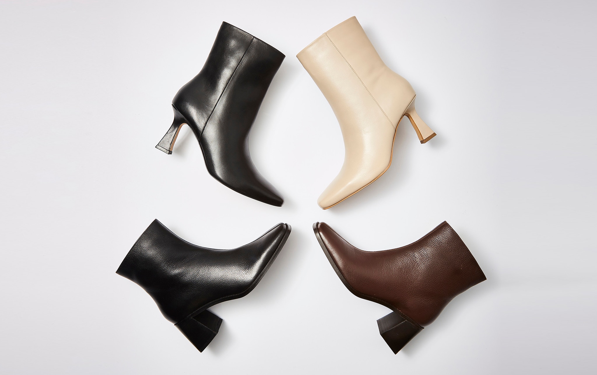 Montage of 4 different coloured ankle boots