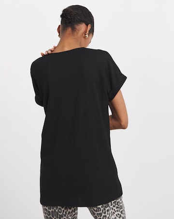 V-neck Zip Front Longline Top