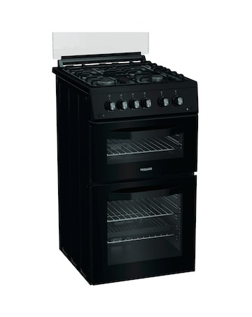 Hotpoint HDG5GCB 50cm Gas Double Cooker - Black + installation