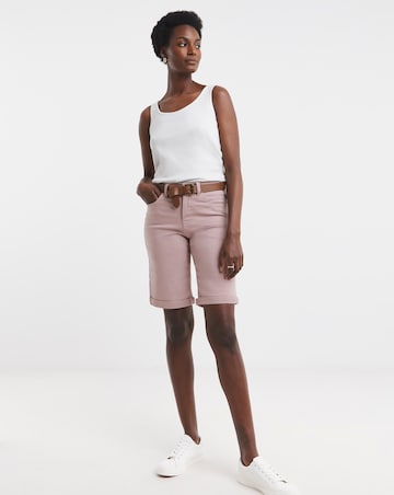 24/7 Blush Knee Denim Shorts