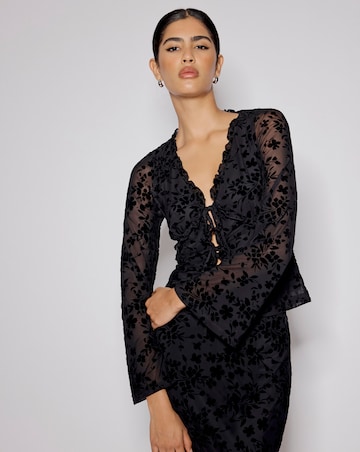 Nobody's Child Devore Tie Front Top