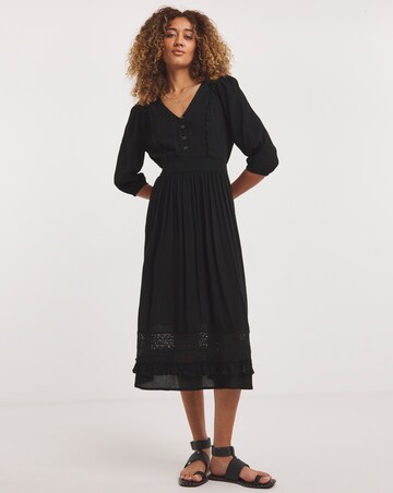Joe Browns Black Chloes Favourite Crinkle Midi Dress
