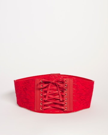 Red Lace Detail Waist Corset Belt
