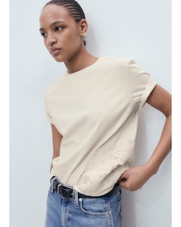 Mango Floral Applique T-Shirt