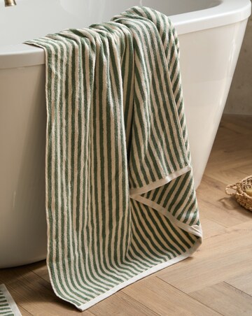 Yard Hebden Stripe Cotton Towel - Forest