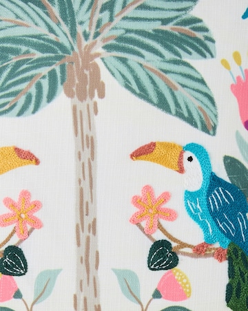 Paradise Tropical Birds Embroidered Cushion