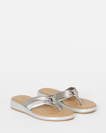 Valencia Leather Toe Post Low Wedge Sandals - Wide Fit (E)