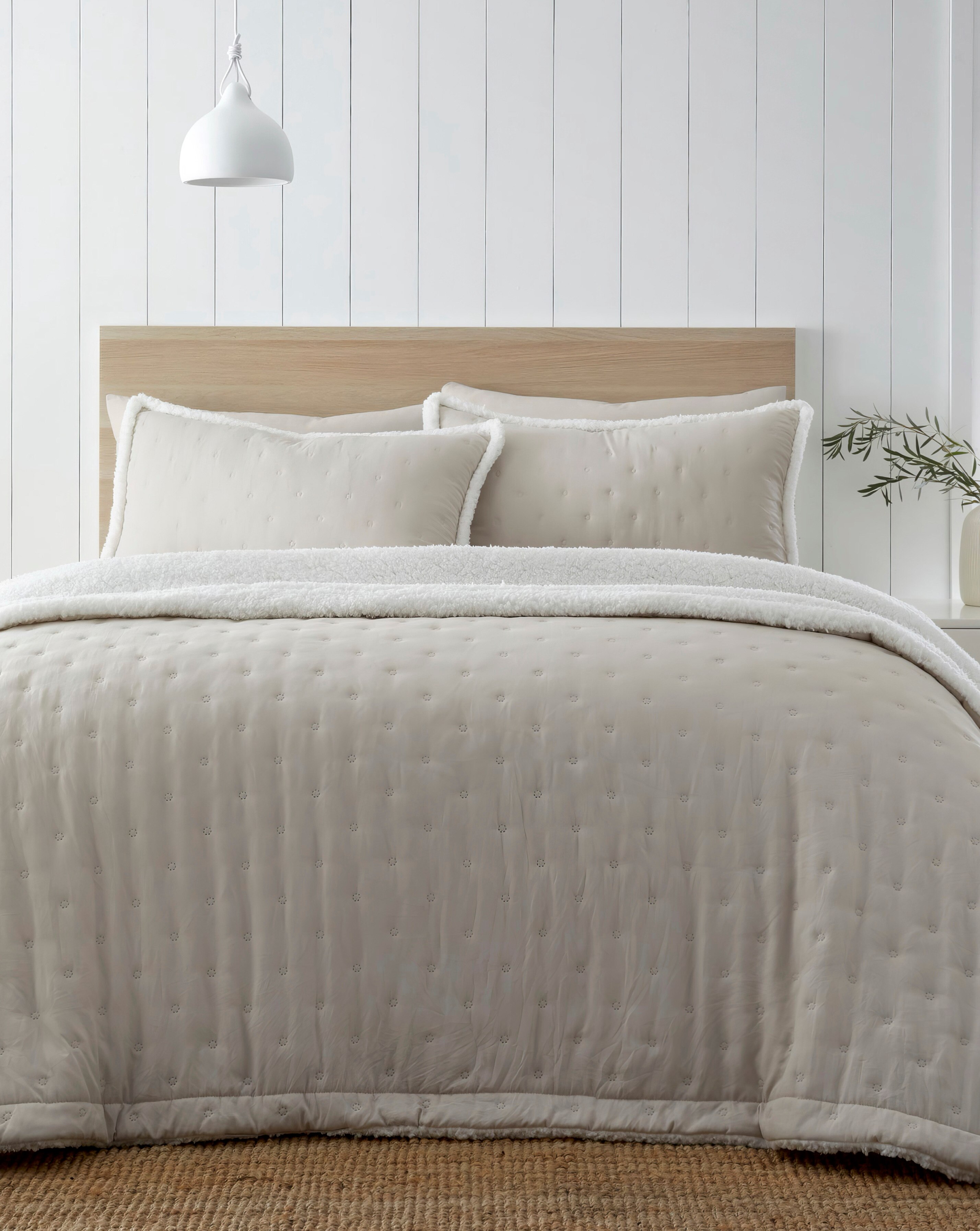 Catherine Lansfield Cosy Nori Sherpa Bedspread | JD Williams
