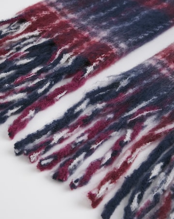 Burgundy Check Fluffy Blanket Scarf