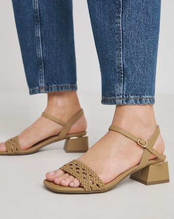 Lunar Woven Low Block Heel Sandals - Wide Fit (E)