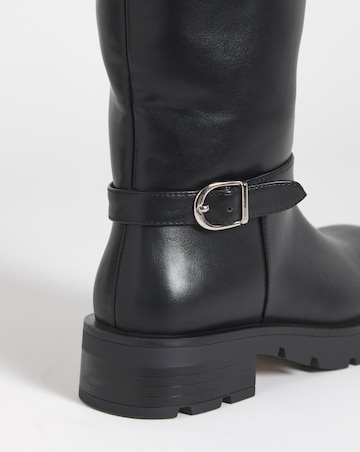 Sonny Knee High Biker Boots - Wide Fit (E) & Curvy Calf