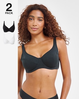 Slimma (2 Pack) Cotton Full Cup Wired Bras (B-G) White/Black