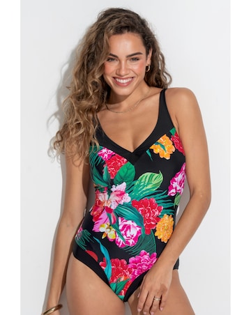 Pour Moi Contour Tummy Control Swimsuit Black Multi