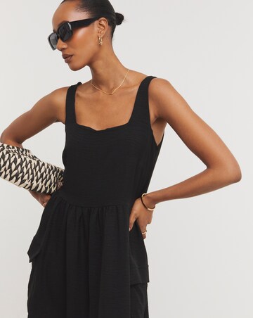 Textured Fabric Pinafore Dress