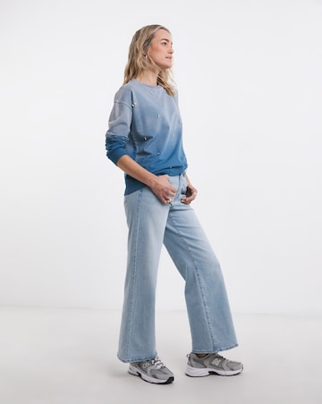 Pure Cotton Crew Neck Tie Dye Scatter Embellished Sweatshirt