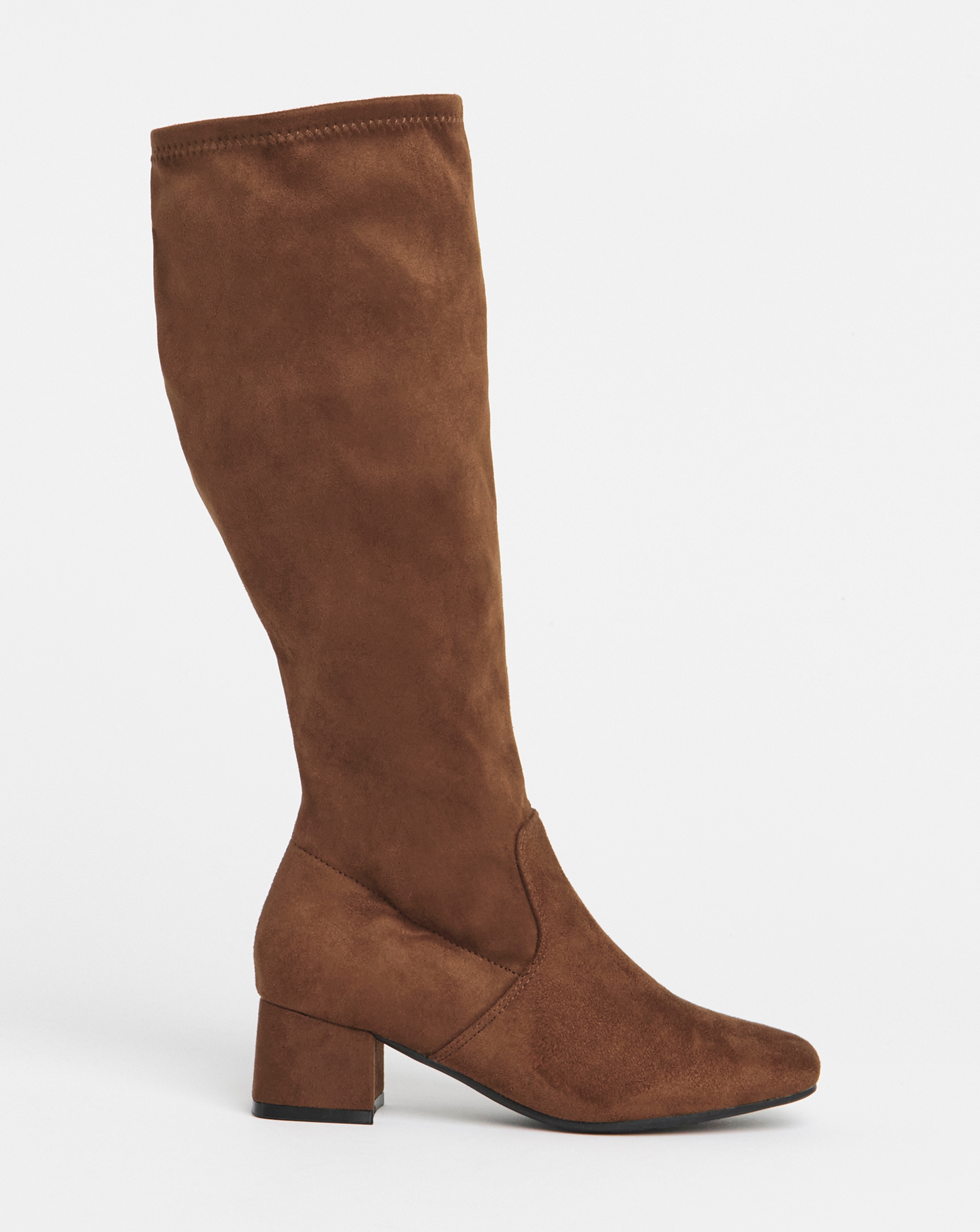 Claudia Block Heel Knee High Boots Wide Fit (E) & Super Curvy