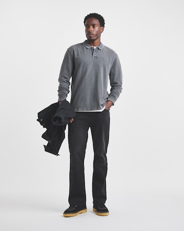 Union Garment Dyed Long Sleeve Polo-Grey