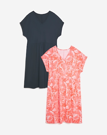 2 Pack Holiday Smock Dresses With Cap Sleeve