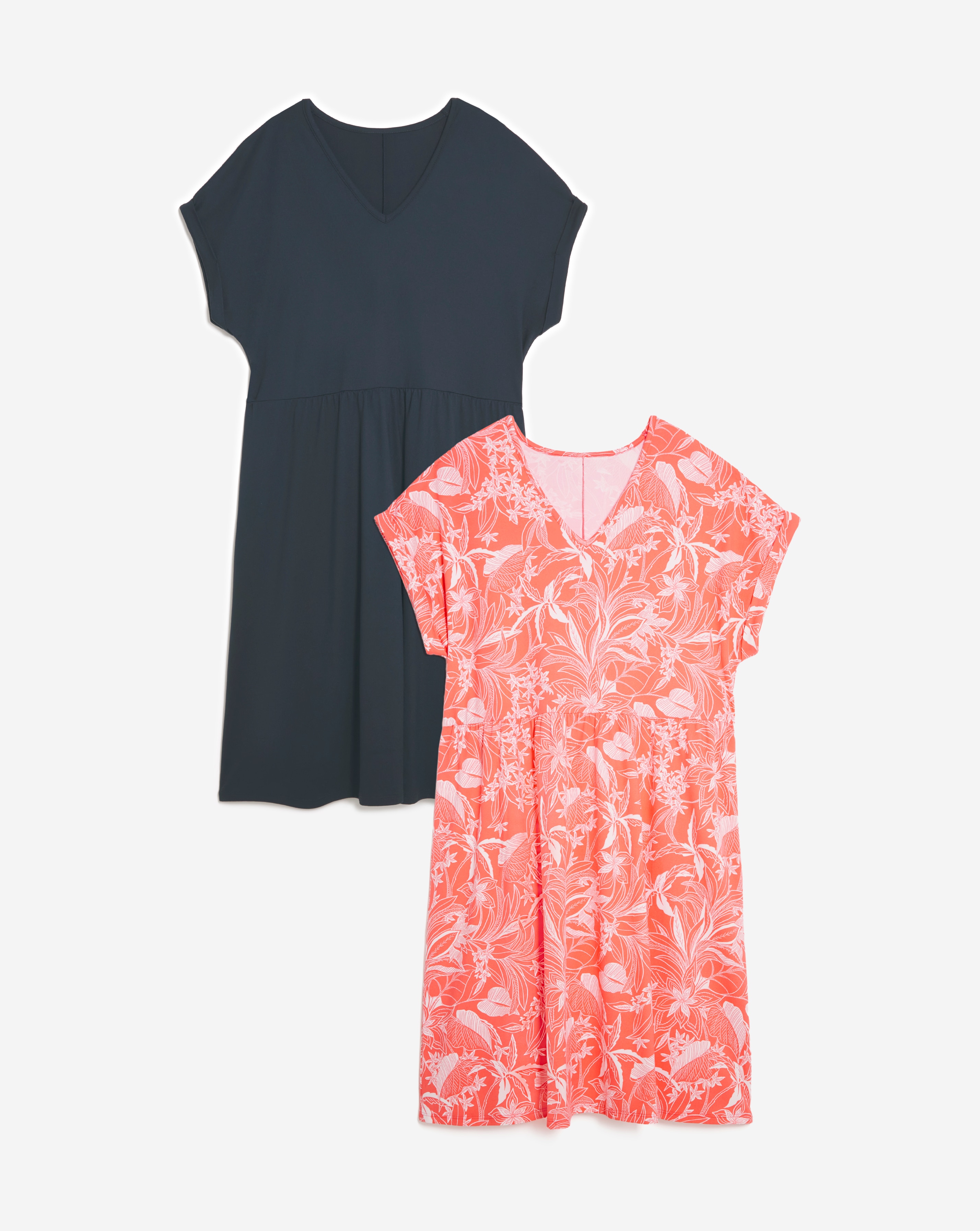 2 Pack Holiday Smock Dresses With Cap Sleeve