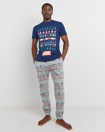 Fairisle Marvel Pyjama Set - Navy/Grey