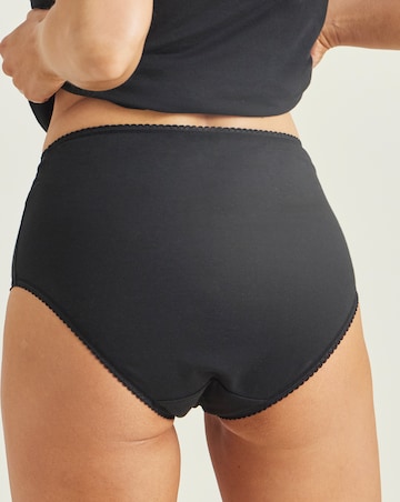 Pretty Secrets (4 Pack) Lace Top Cotton Full Fit Brief Knickers Black