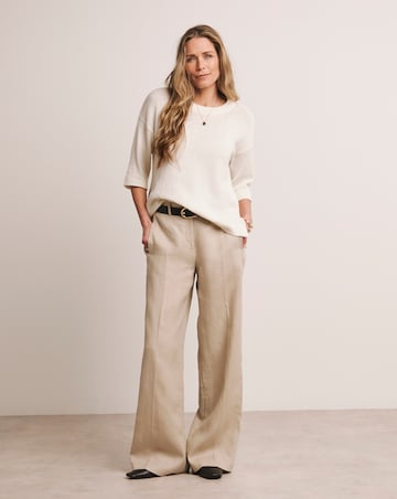 Anthology Ivory Linen Mix Short Sleeve Jumper