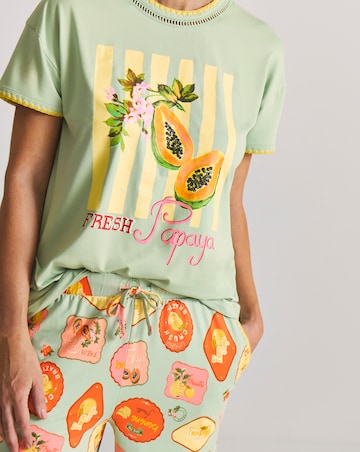 Figleaves Blanket Stitch Fruit Pyjama Set