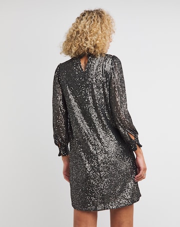 High Neck Sequin Shift Dress
