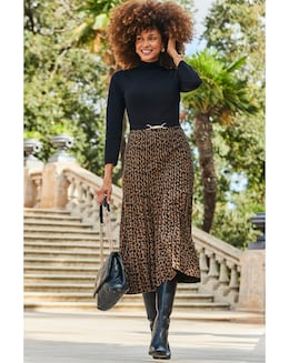 Sosandar Animal Print Two Part Knitted Midi Dress