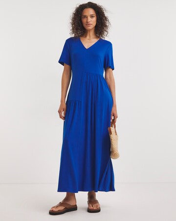 Soft Touch Asymmetric Jersey Maxi Swing Dress