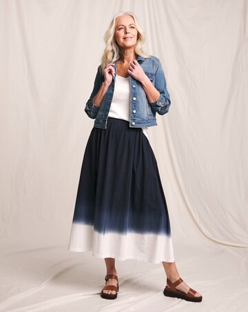 Julipa Navy Ombre Pure Cotton Midi Skirt