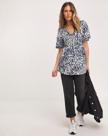 Angel Sleeve Button Front Longline Top