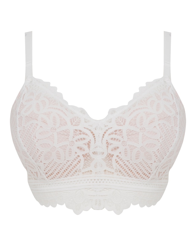 Figleaves Harper Geometric Lace Full Cup Underwired Bra B-G  - White