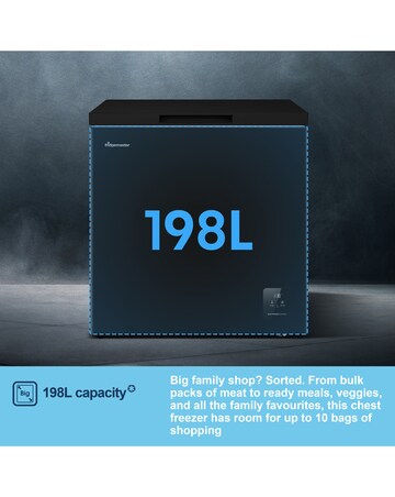 Fridgemaster MCF200EB 198L Freestanding Chest Freezer - Black - E Rated