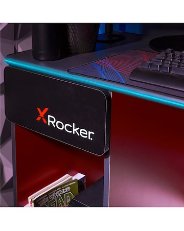 X Rocker Carbon-Tek Desk with Wireless Charging and Neo Fiber LED