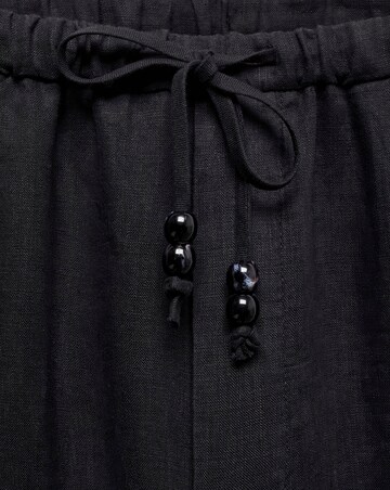 Mango Linen Tie Waist Beaded Trousers