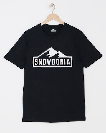 Snowdonia Black Chest Print T Shirt