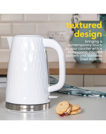 Russell Hobbs 26050 Textured Honeycomb White Kettle