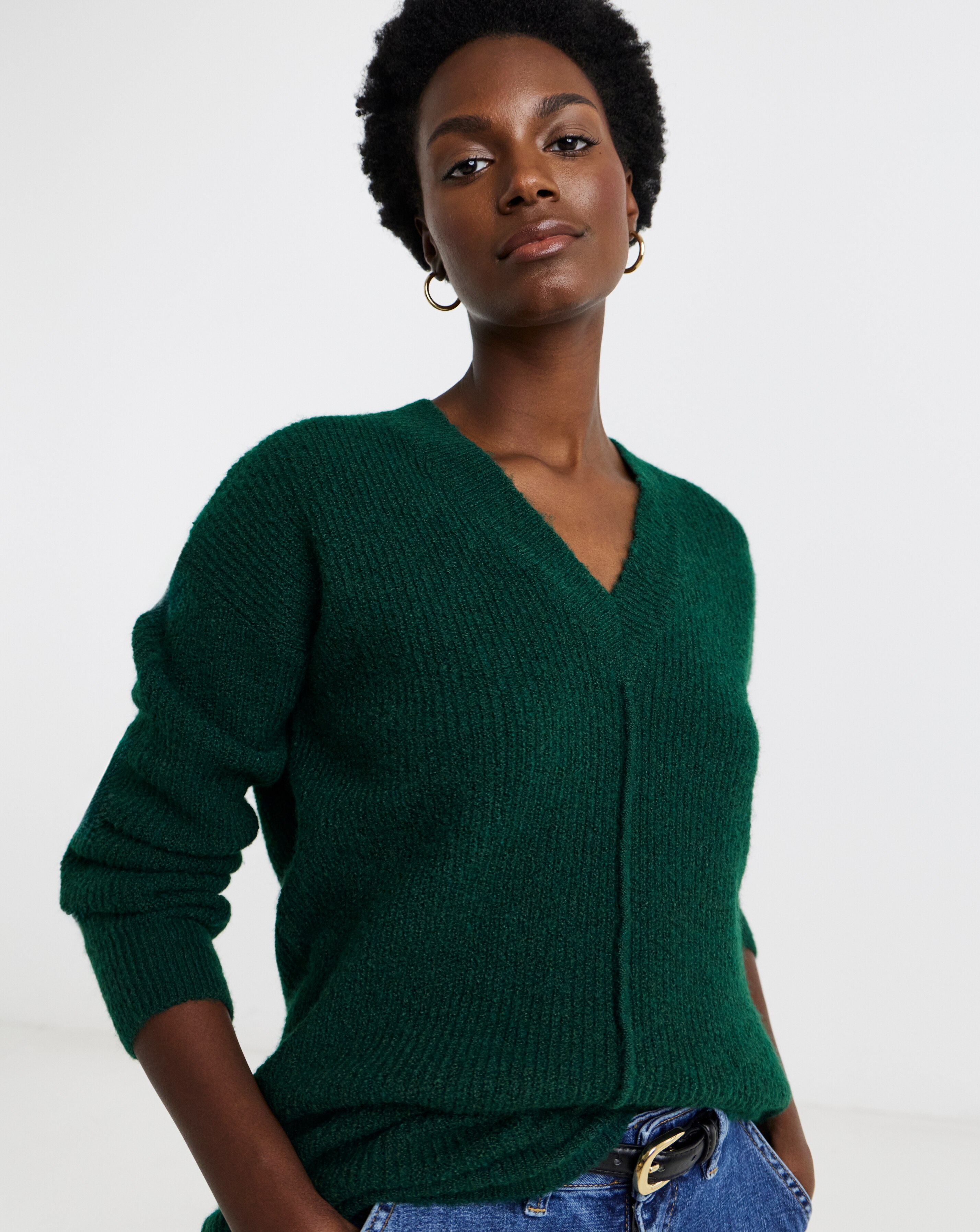 Cosy Yarn Emerald V Neck Jumper