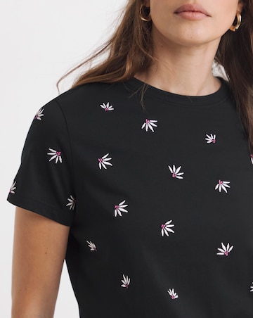 Black All Over Embroided Tee