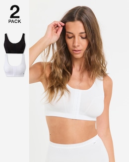 Slimma (2 Pack) Front Fastening Hook And Eye Bras (Fits Up To DD) White/Black