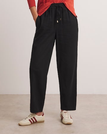Anthology Linen Mix Black Barrel Leg Trousers